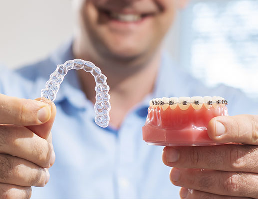 A patient speaking comfortably while wearing clear aligners